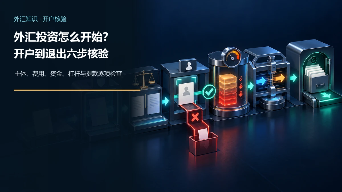 外汇投资开户前依次经过主体牌照、合同费用、收款账户、保证金压力、订单执行和提款留证六个核验站点