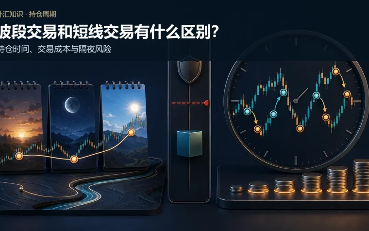 跨越多个日夜的波段持仓与24小时内多次进出、交易成本累积及止损边界对比示意图