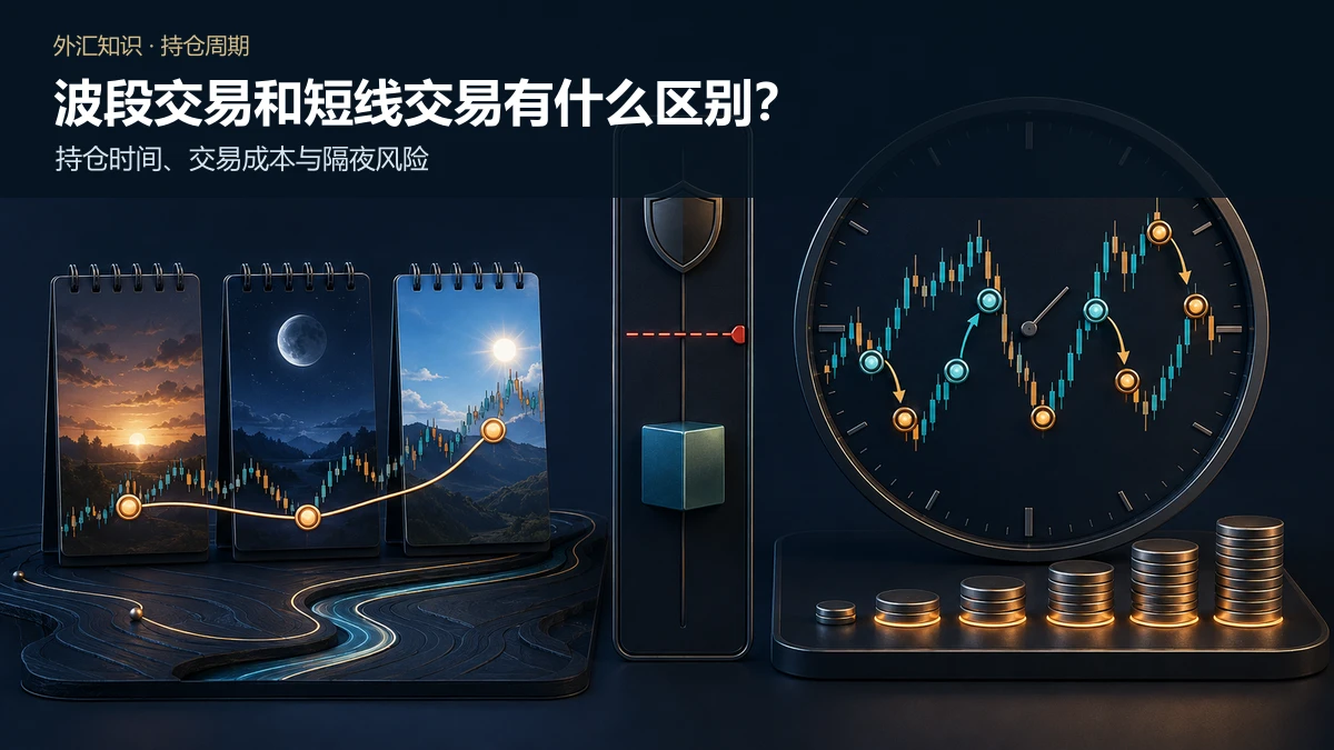 跨越多个日夜的波段持仓与24小时内多次进出、交易成本累积及止损边界对比示意图