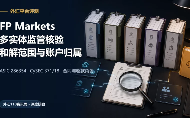 FP Markets五个法律实体、账户协议、监管记录、付款角色与和解范围核验示意图