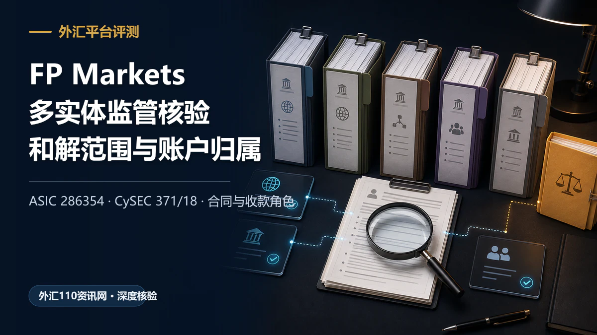FP Markets五个法律实体、账户协议、监管记录、付款角色与和解范围核验示意图