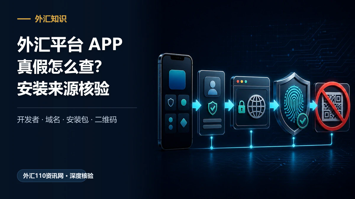 外汇平台APP开发者、官方域名、安装包指纹与可疑二维码核验流程图
