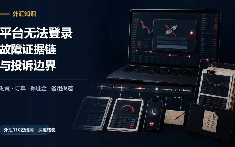 外汇平台无法登录时的故障时间线、订单保证金证据与备用投诉渠道示意图