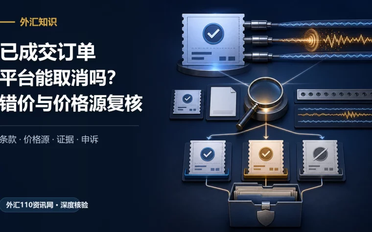 已成交外汇订单因异常价格源进入合同与数据复核并形成维持、更正或取消结果的流程示意图