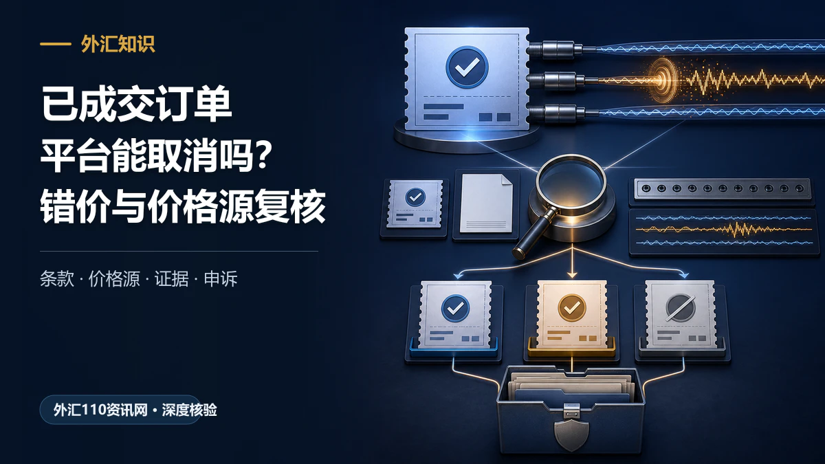 已成交外汇订单因异常价格源进入合同与数据复核并形成维持、更正或取消结果的流程示意图