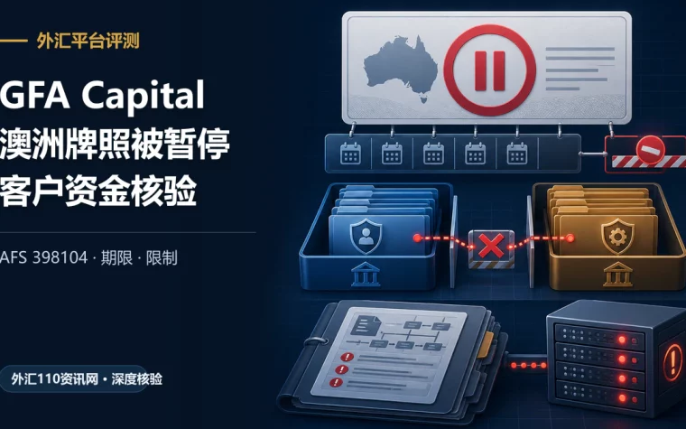 GFA Capital Markets澳洲牌照暂停、客户资金账户隔离失效与衍生品报告合规告警示意图