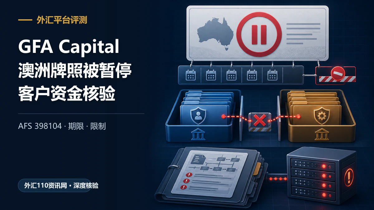 GFA Capital Markets澳洲牌照暂停、客户资金账户隔离失效与衍生品报告合规告警示意图